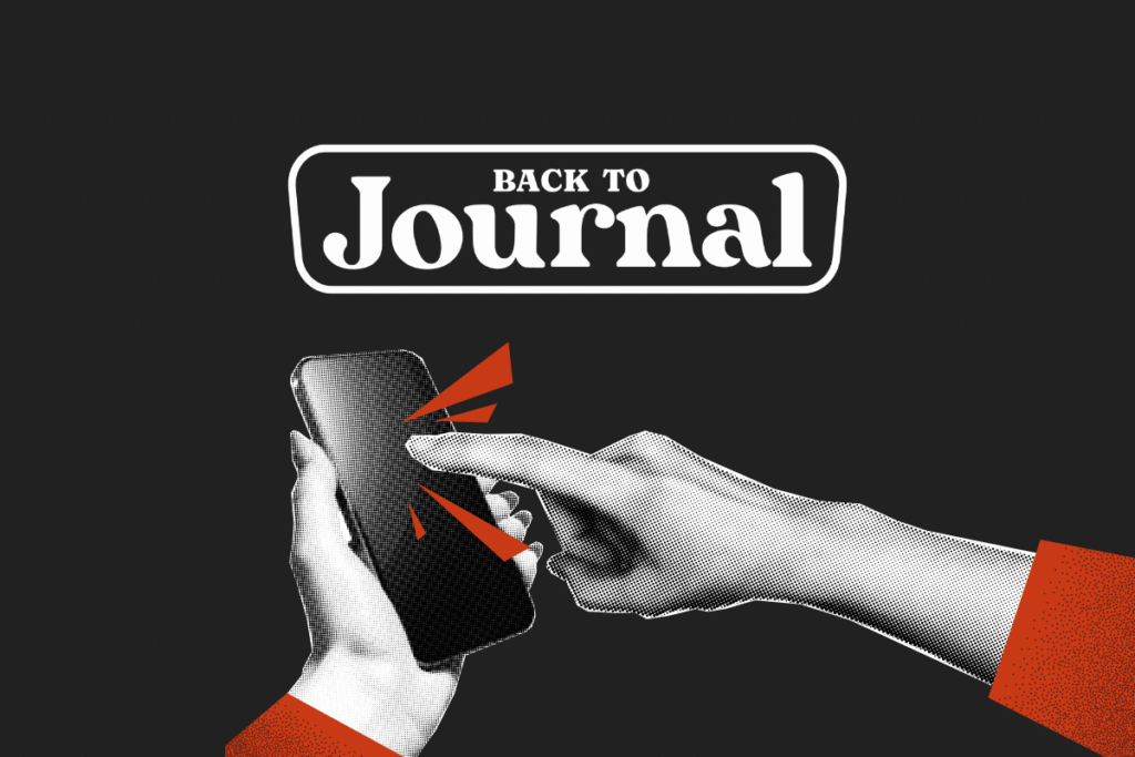 Immagine con il logo ufficiale di back to journal, il blog sul journaling di riferimento in Italia - articolo sulla dipendenza da schermo e come contrastarla