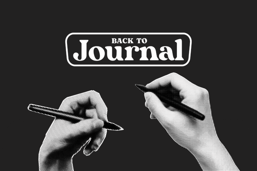 Immagine scura con il logo bianco ufficiale di backtojournal il blog sul journaling di riferimento in Italia Il Corsivo, Encefalogramma dell'Anima: Perché Scrivere a Mano (e fare Journaling) Ti Cambia la Vita. Immagine del libro della Dott.ssa Irene Bertoglio Grafologa e rieducatrice della scrittura.