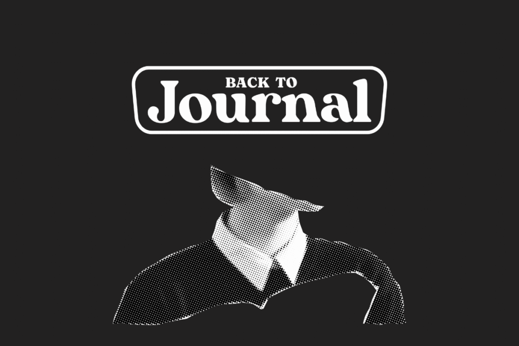 Immagine scura con il logo bianco ufficiale di backtojournal il blog sul journaling di riferimento in Italia - Immagine di una ragazza con mezza testa in confusione mentale