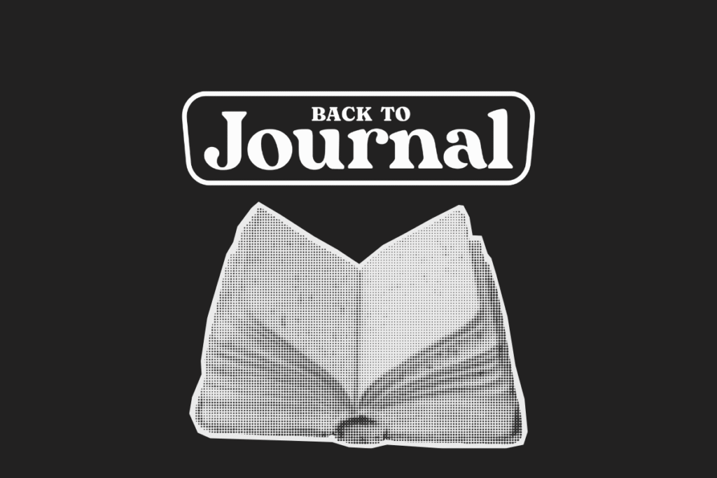 Immagine scura con il logo bianco ufficiale di backtojournal il blog sul journaling di riferimento in Italia