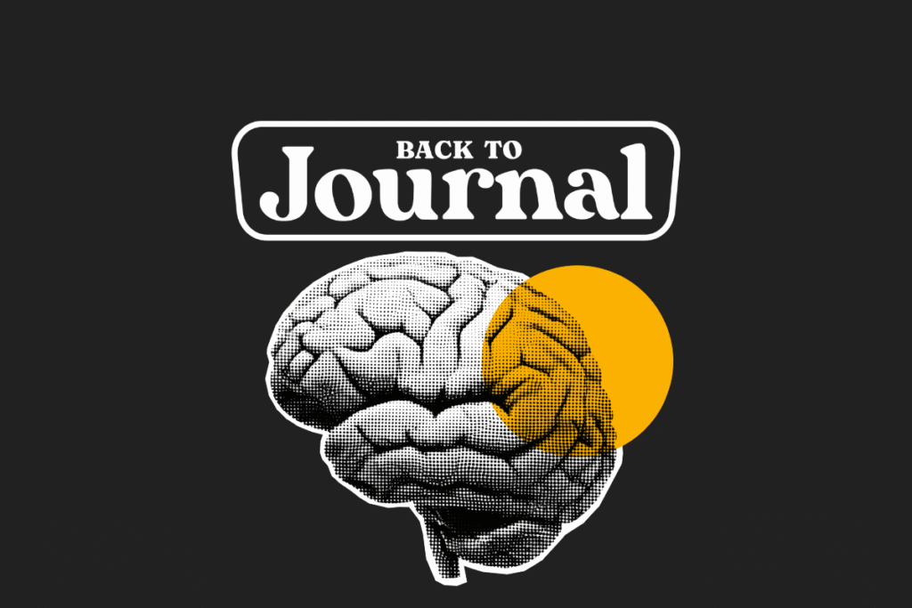 Immagine scura con il logo bianco ufficiale di backtojournal il blog sul journaling di riferimento in Italia