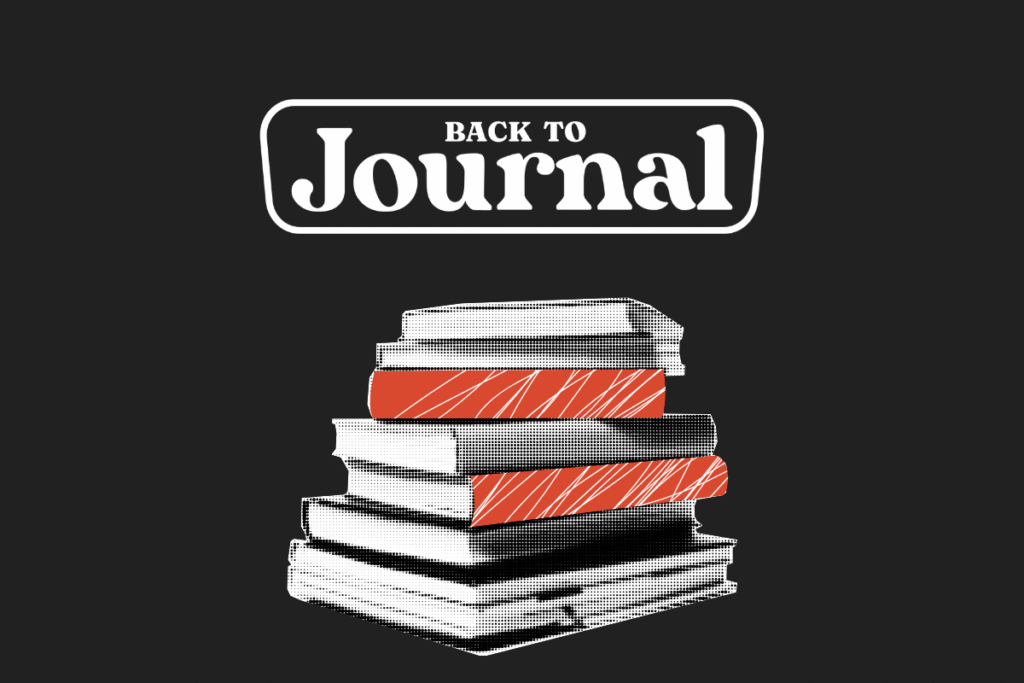 Immagine scura con il logo bianco ufficiale di backtojournal il blog sul journaling di riferimento in Italia